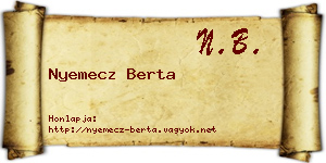 Nyemecz Berta névjegykártya